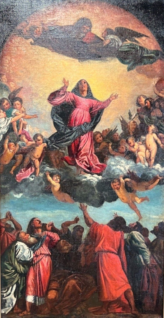 “The Assumption of the Virgin” Oil on Canvas After Titian Tiziano by Francis Davis Millet