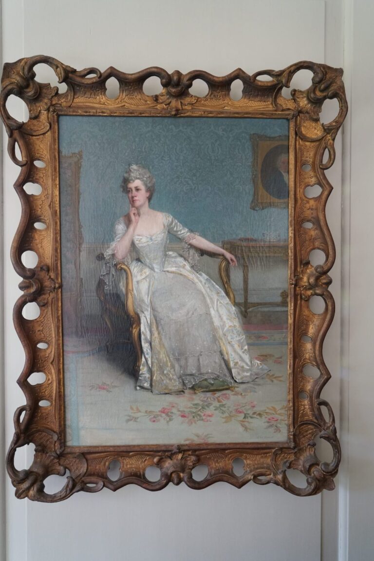 Lily in formal dress and powdered wig by Francis Davis Millet