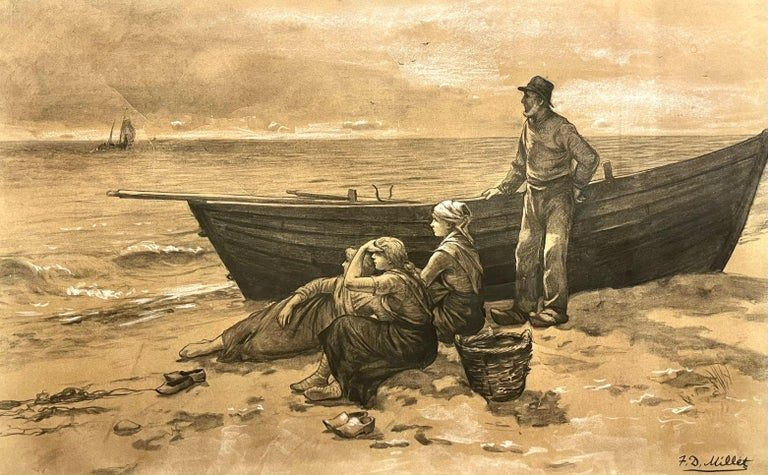 Boat, Charcoal & Watercolor