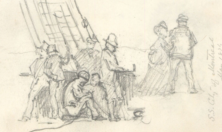 Sketch on SS City of Montreal and other 1873-78 sketches from FDM sketchbook